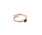 Nature-inspired gemstone ring crafted in solid 925 silver with a deep red rhodolite garnet centerpiece